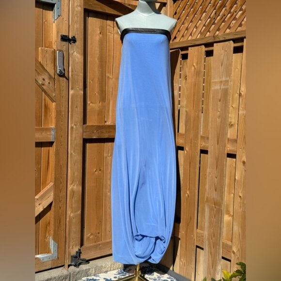 🆕 RAT & BOA 🧿 NWOT Antonie Blue Draped Maxi Dress with Leather Belt, Sz XXS/XS - Picture 10 of 14
